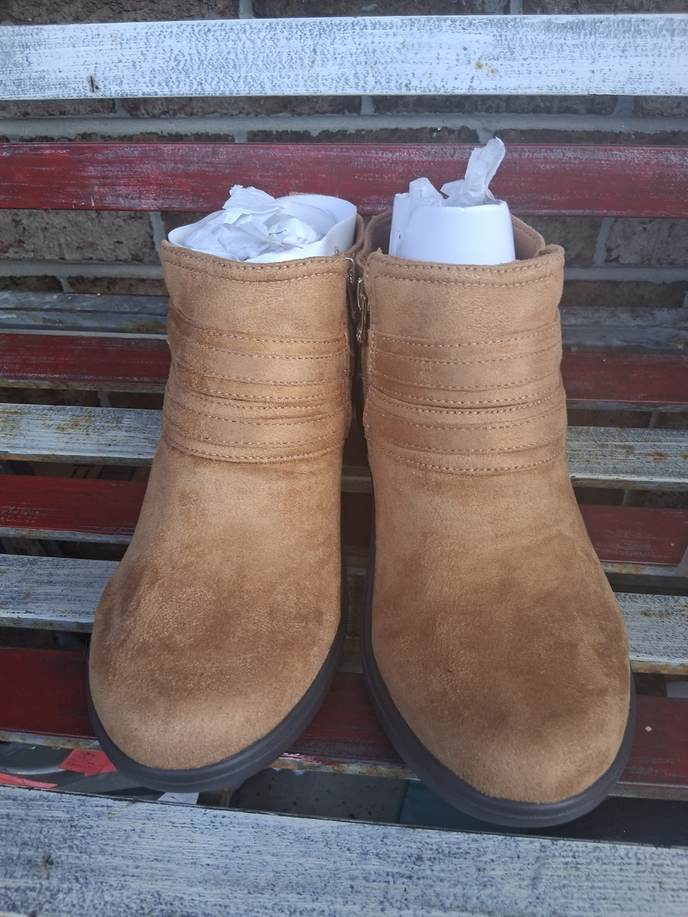 Lifestride Suede Ankle Boots in Tan - Women's Casual Booties